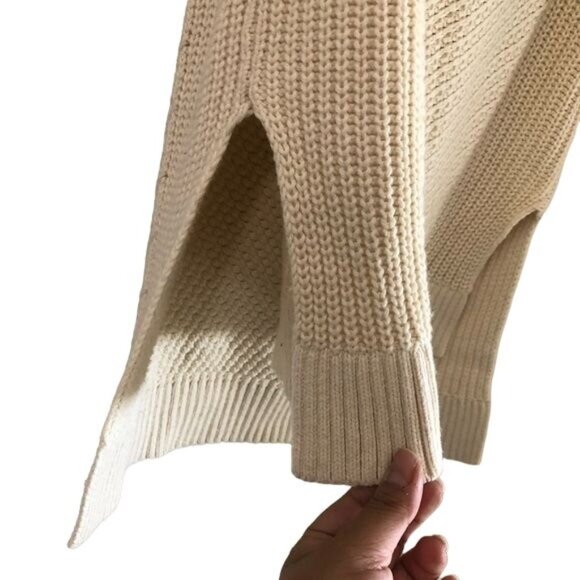 Leo & Sage Cream Turtleneck Cashmere Blend Sleeveless Hi Low Sweater Tank Size M - Picture 2 of 4